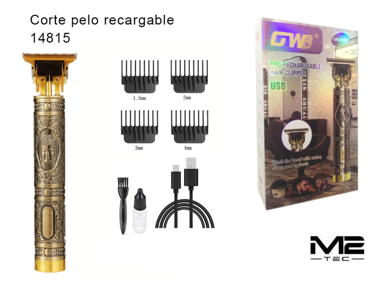 Cortapelos Recargable con Peines Guía 1.5 mm · 2 mm · 3 mm · 4 mm