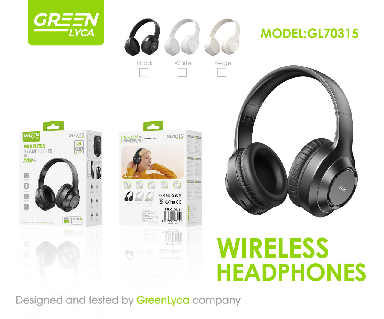 Cascos Bluetooth 5.4, HI-Fi, 200mah, Green Lyca gl70315