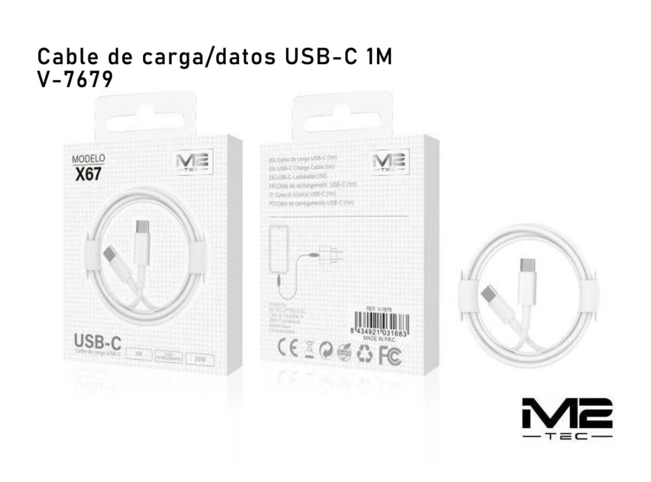 Cable USB-C a USB-C, 60W, 100CM, M2 TEC