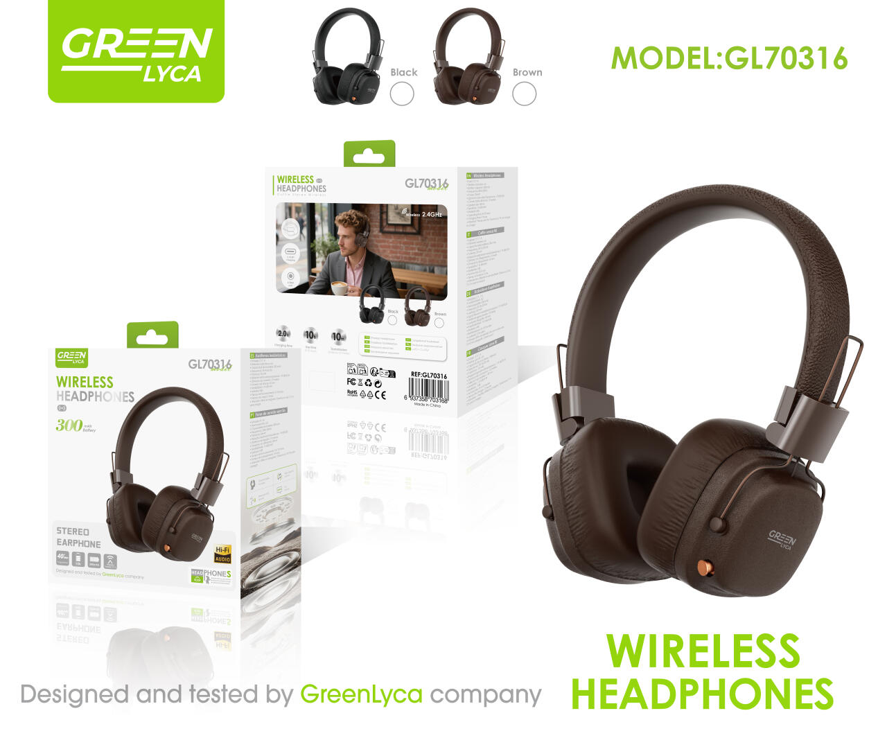 Cascos Bluetooth 5.4, HI-Fi, 200mah, Green Lyca GL70316