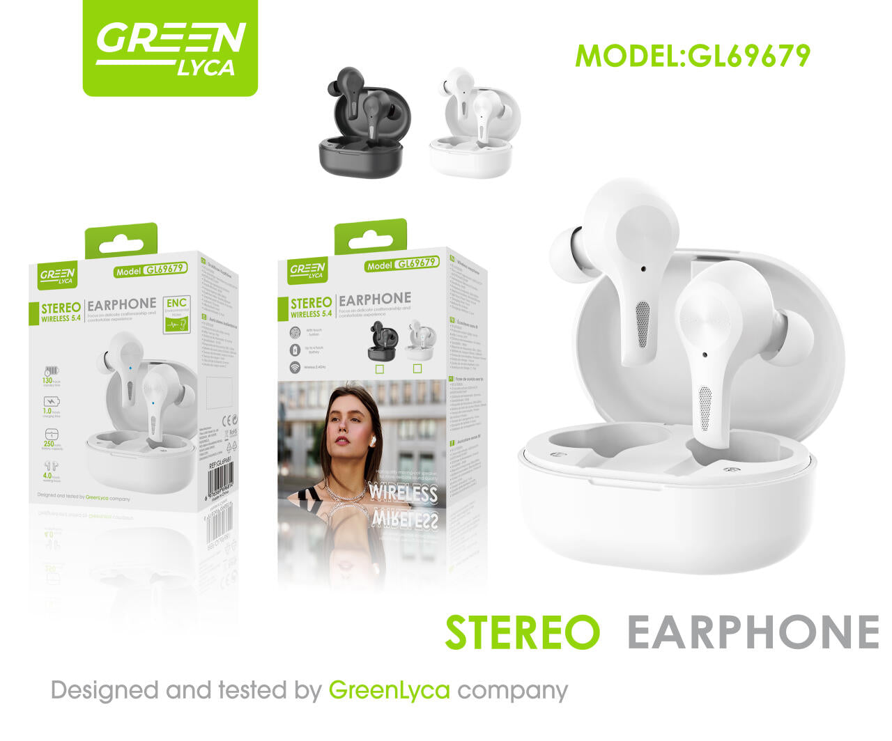 Auriculares inalámbricos TWS con cancelación ENC y sonido claro.