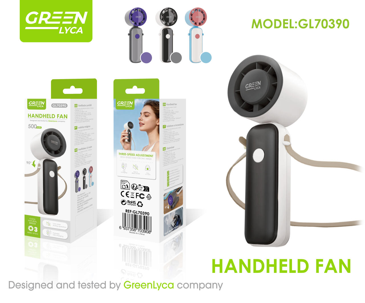 Ventilador portátil de mano 500mAh