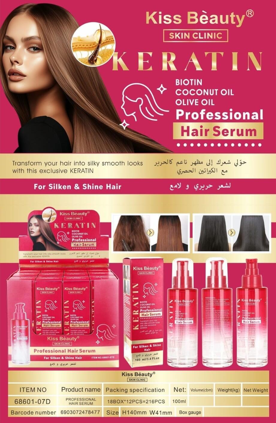 Sérum Capilar con Aceites de Coco, Oliva y Biotina 100ML – KISS BEAUTY Nutrición y Brillo Intenso