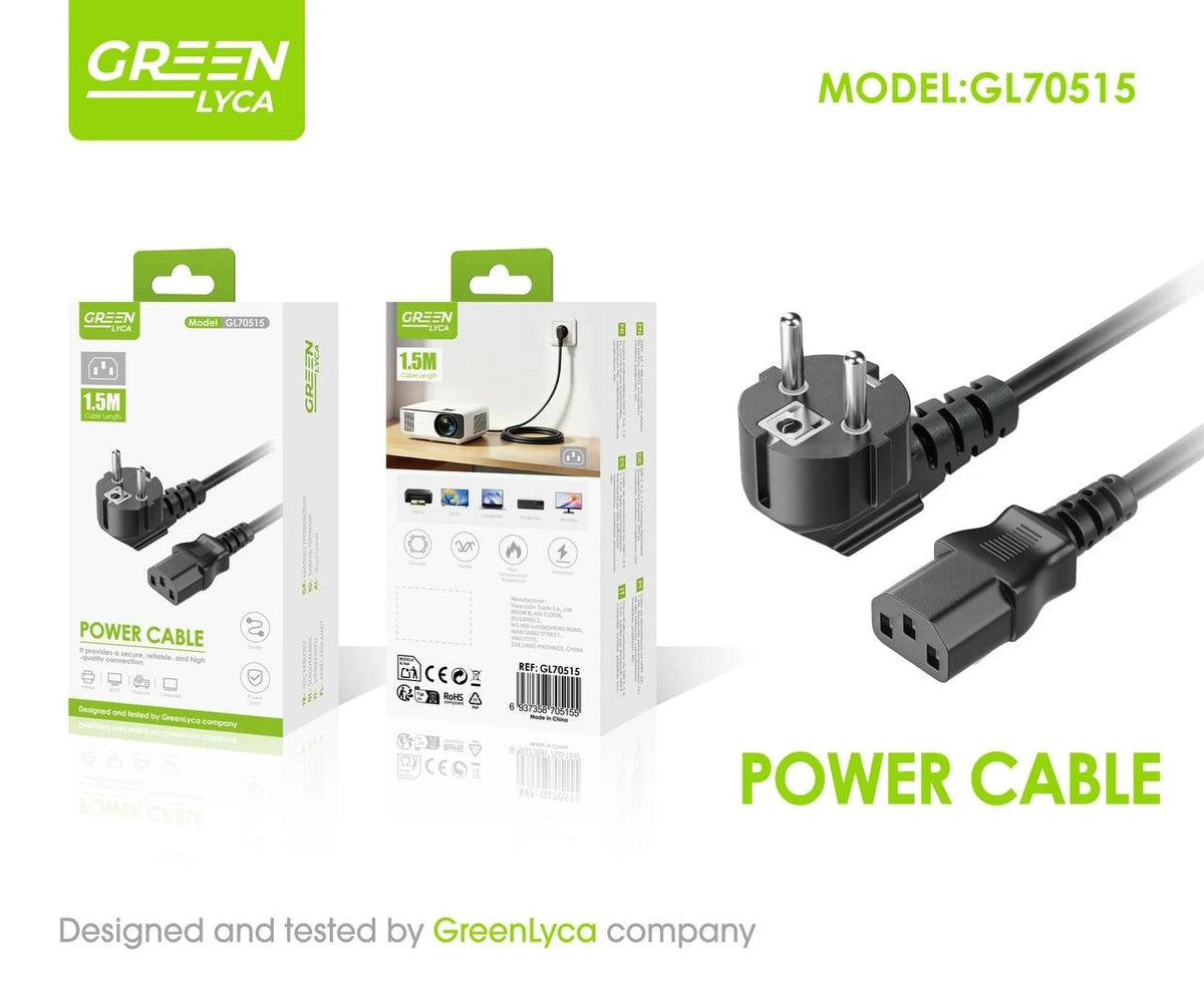 Cable de Alimentación Schuko a C13 1,5 m Green Lyca GL70515