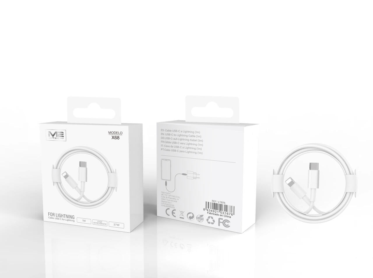 Cable USB C- a Lightning, 30W, 100cm, M2 TECH