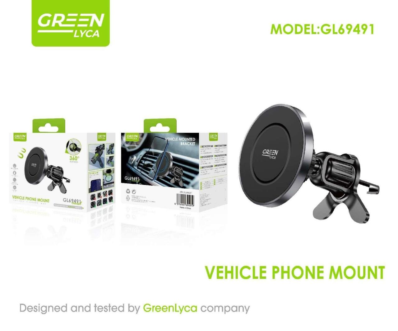 Soporte móvil para coche en ventilación, Green Lyca GL69491