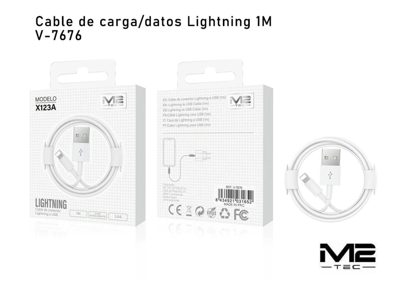 Cable USB-A a Lightning 3.0A 100cm, M2 TEC