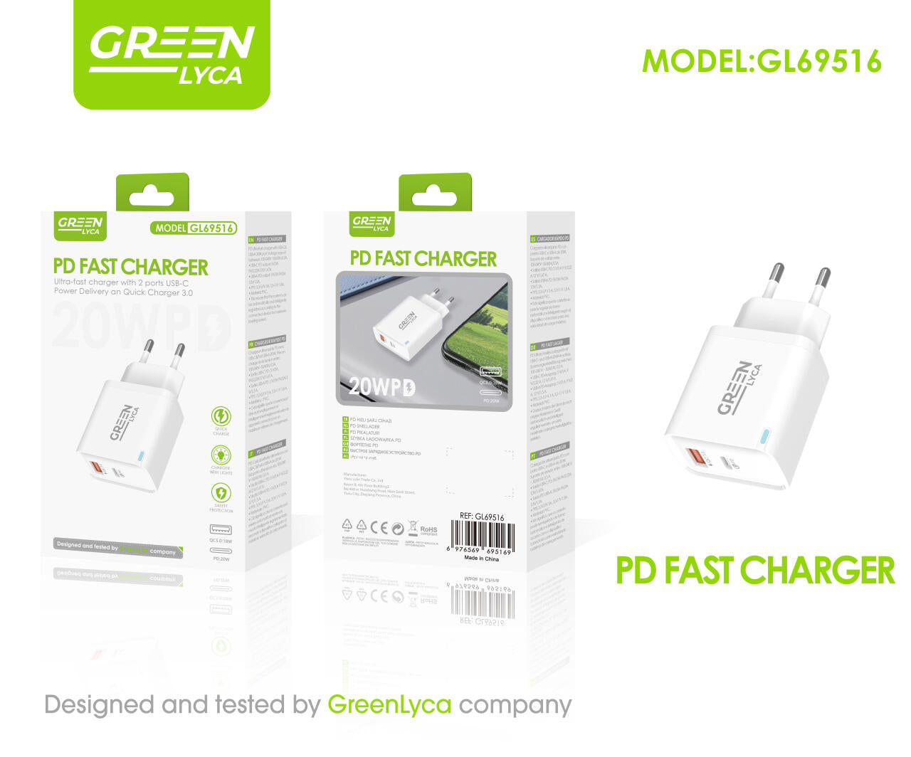 Cargador 20W A+C Green Lyca