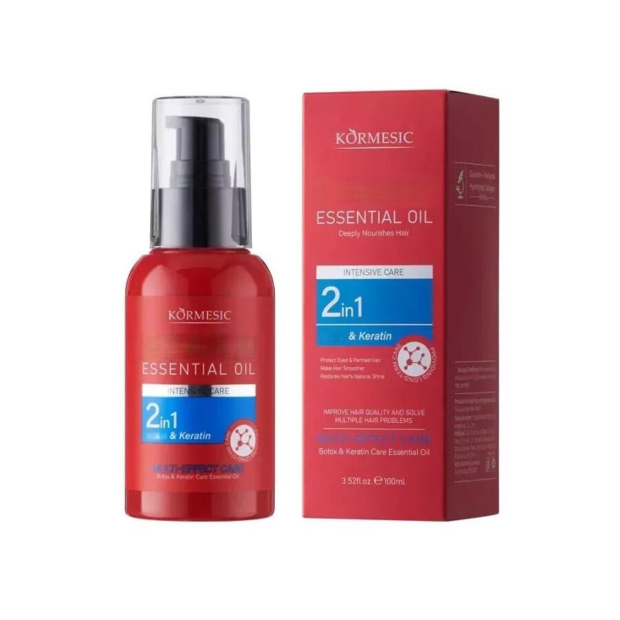 Aceite Capilar 2 en 1 con Keratina Kormesic 100 ml para Cabello Dañado, Seco y Sin Brillo