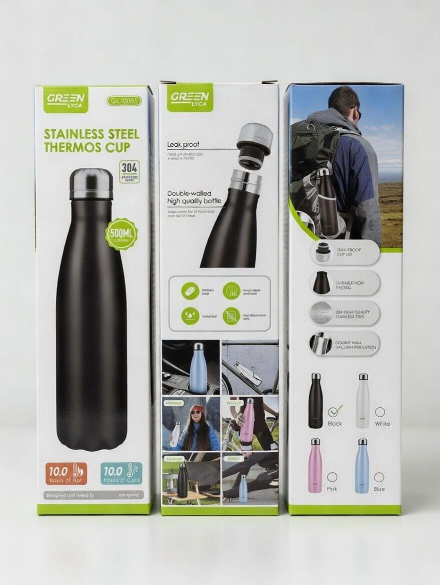 Termo en acero inoxidable 304 interior con capacidad de 500 ml, Green Lyca gl70055