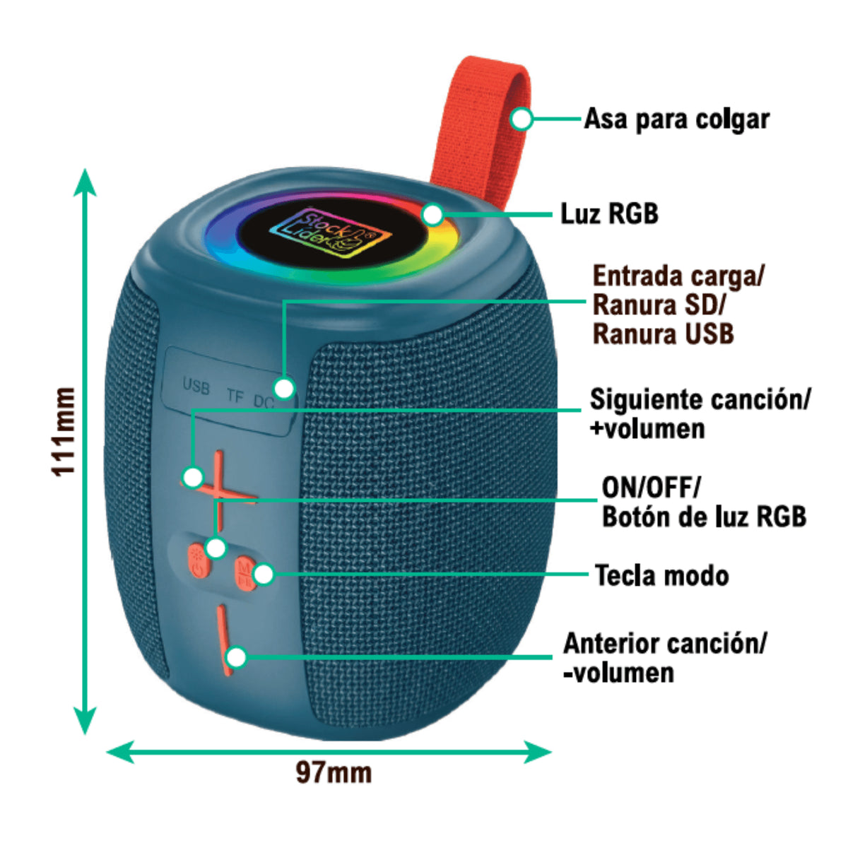 Altavoz Bluetooth Rgb