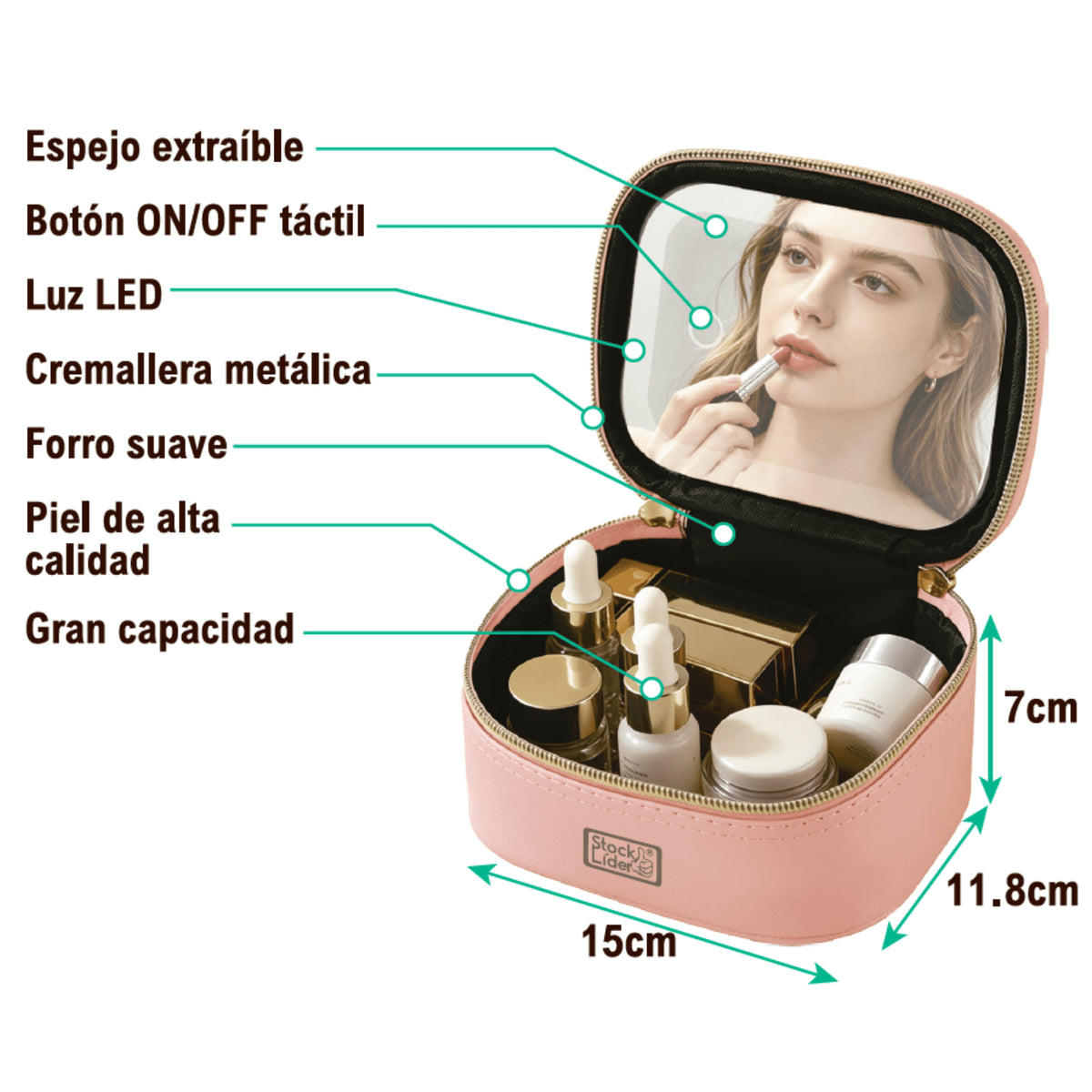 Maletín De Maquillaje Con Espejo Led