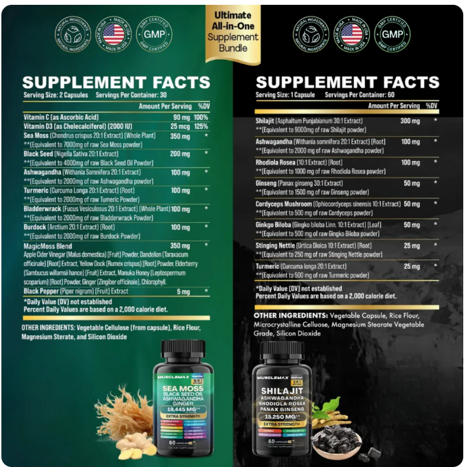 Sea Moss + Black Seed Oil + Ashwagandha – Suplemento Natural Todo en Uno