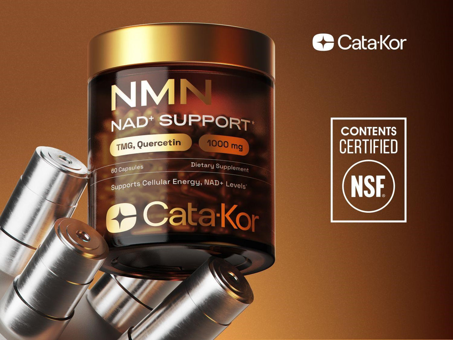 Cata-Kor Suplemento NMN - Suplemento NAD 4 en 1 con quercetina | TMG | Resveratrol - Alternativa NMNH -