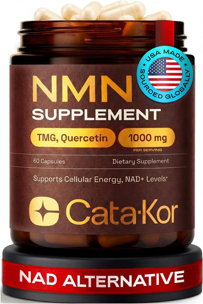 Cata-Kor Suplemento NMN - Suplemento NAD 4 en 1 con quercetina | TMG | Resveratrol - Alternativa NMNH -