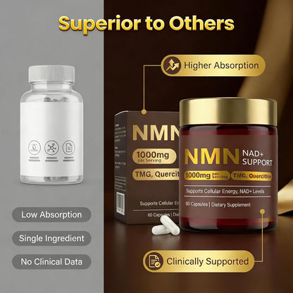 Cata-Kor Suplemento NMN - Suplemento NAD 4 en 1 con quercetina | TMG | Resveratrol - Alternativa NMNH -