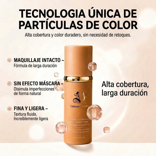 Base Espectral Media 4 en 1 – Impermeable, Larga Duración, SPF50 y Cobertura Total