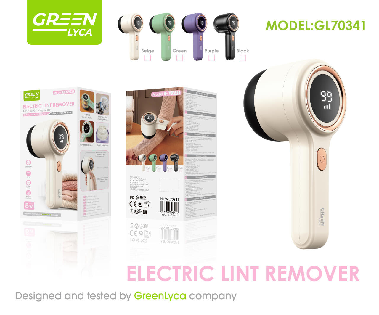 Quitapelusas eléctrico Green Lyca GL70341