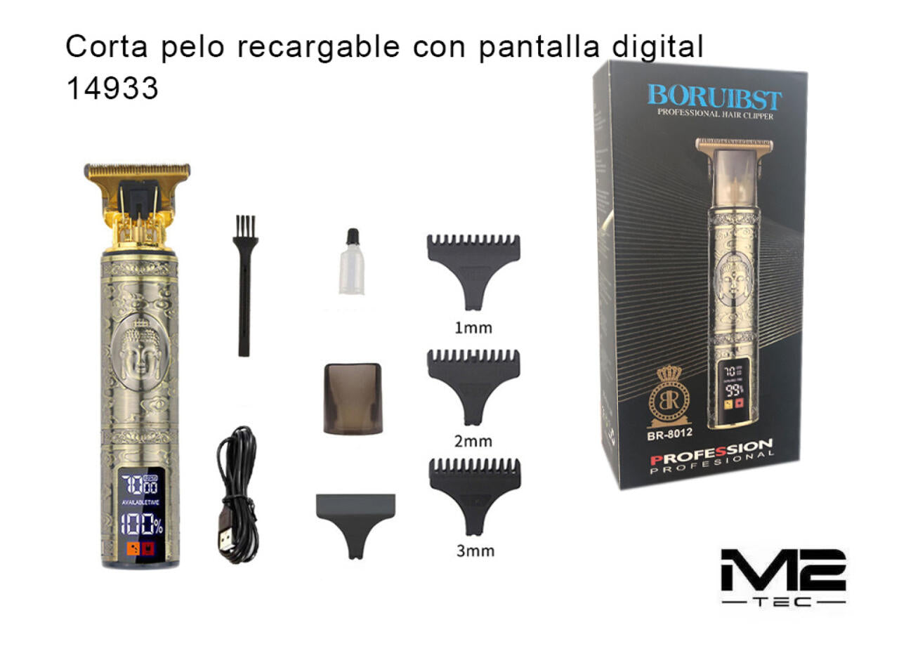 Cortapelo Recargable con Pantalla Digital 1 mm · 2 mm · 3 mm