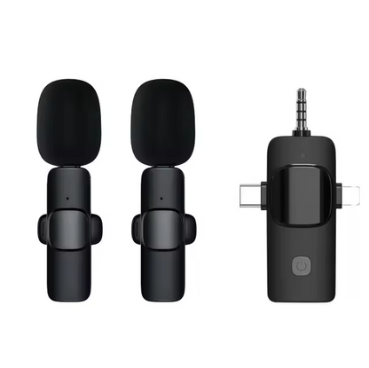 Micrófono universal de solapa inalámbrico 3 en 1, con conector 3.5 mm, tipo C y Lightning Grenn Lyca GL69666
