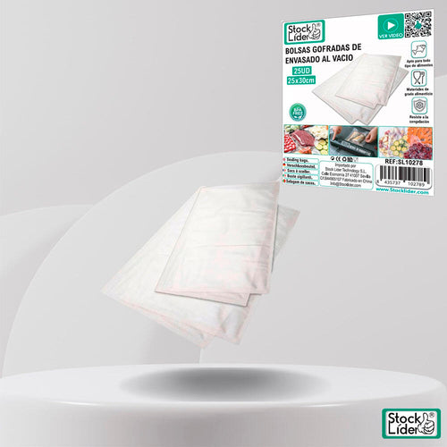 Pack 20 uds Bolsas gofradas de envasado al vacío 25x30cm