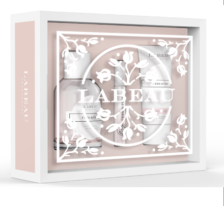 Estuche Labeau Rosa Completo con Eau de Toilette 100 ml + Gel Corporal 100 ml + Fragancia de Bolso