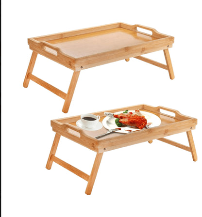 Bandeja Plegable de Bambu para Desayuno y Servir Alimentos