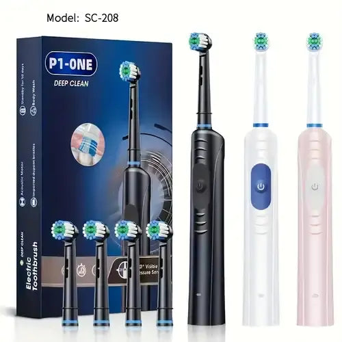 Cepillo de Dientes Eléctrico con 4 Cabezales de Recambio – Higiene Bucal Avanzada