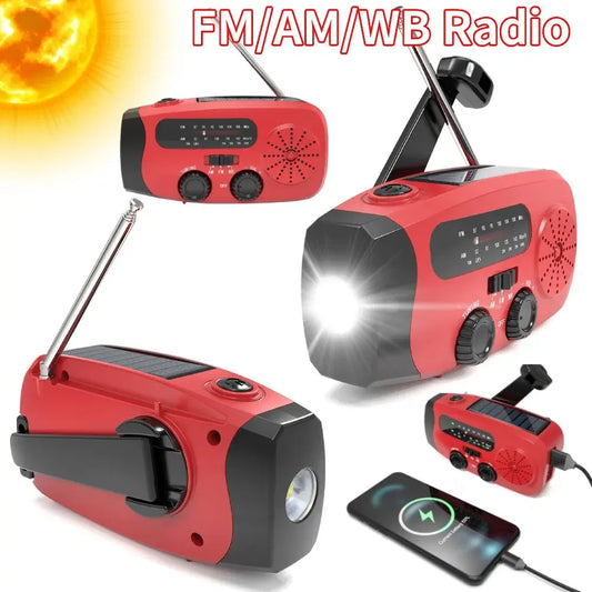 Radio y Linterna Multiuso a Manivela de Emergencia