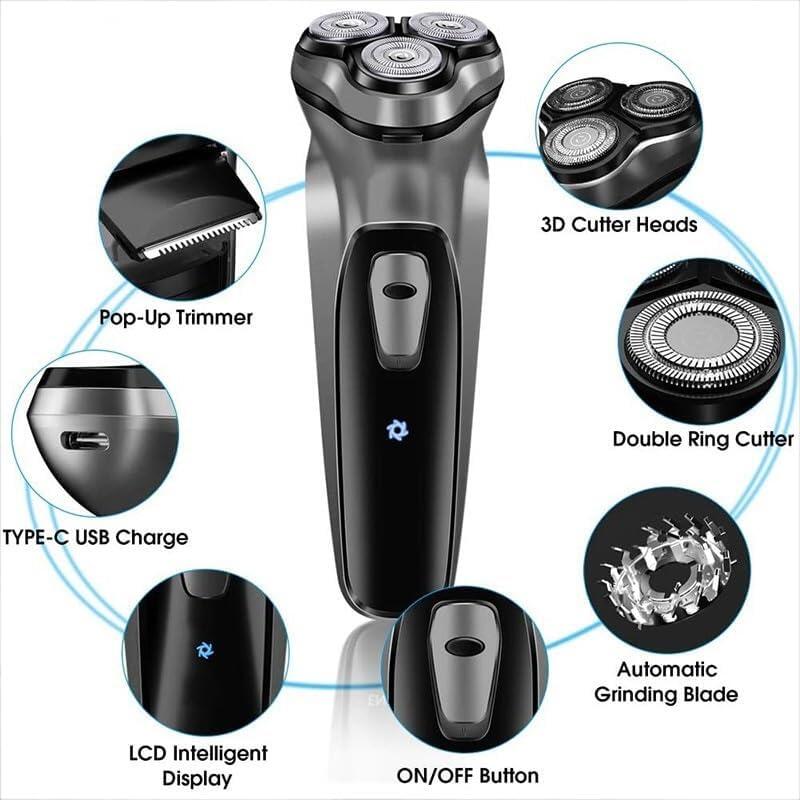 Máquina de Barbear Rotativa Elétrica para Homens – Precisão, Conforto e Estilo