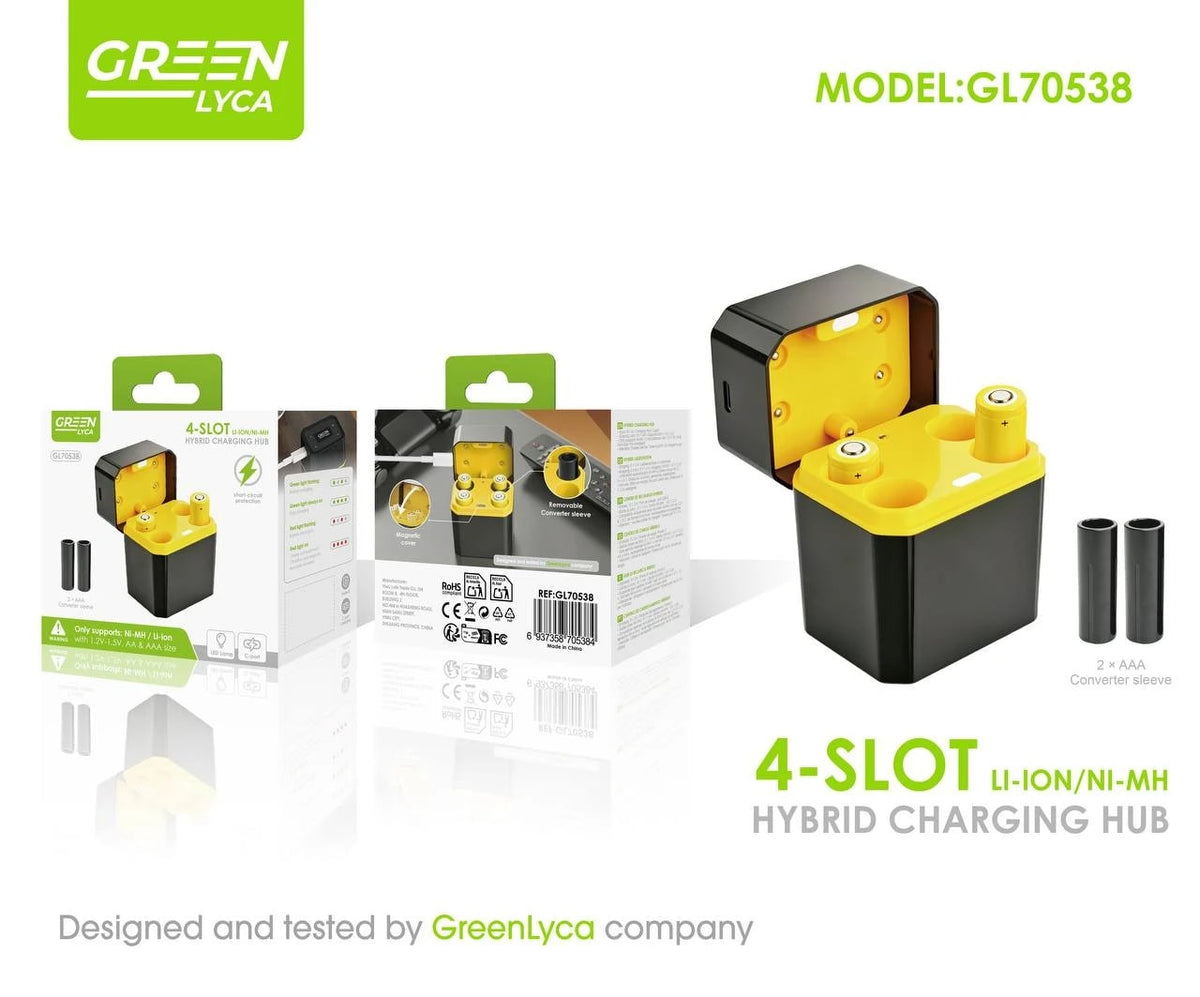 Hub de Carga Híbrido 4 Ranuras Green Lyca GL70538