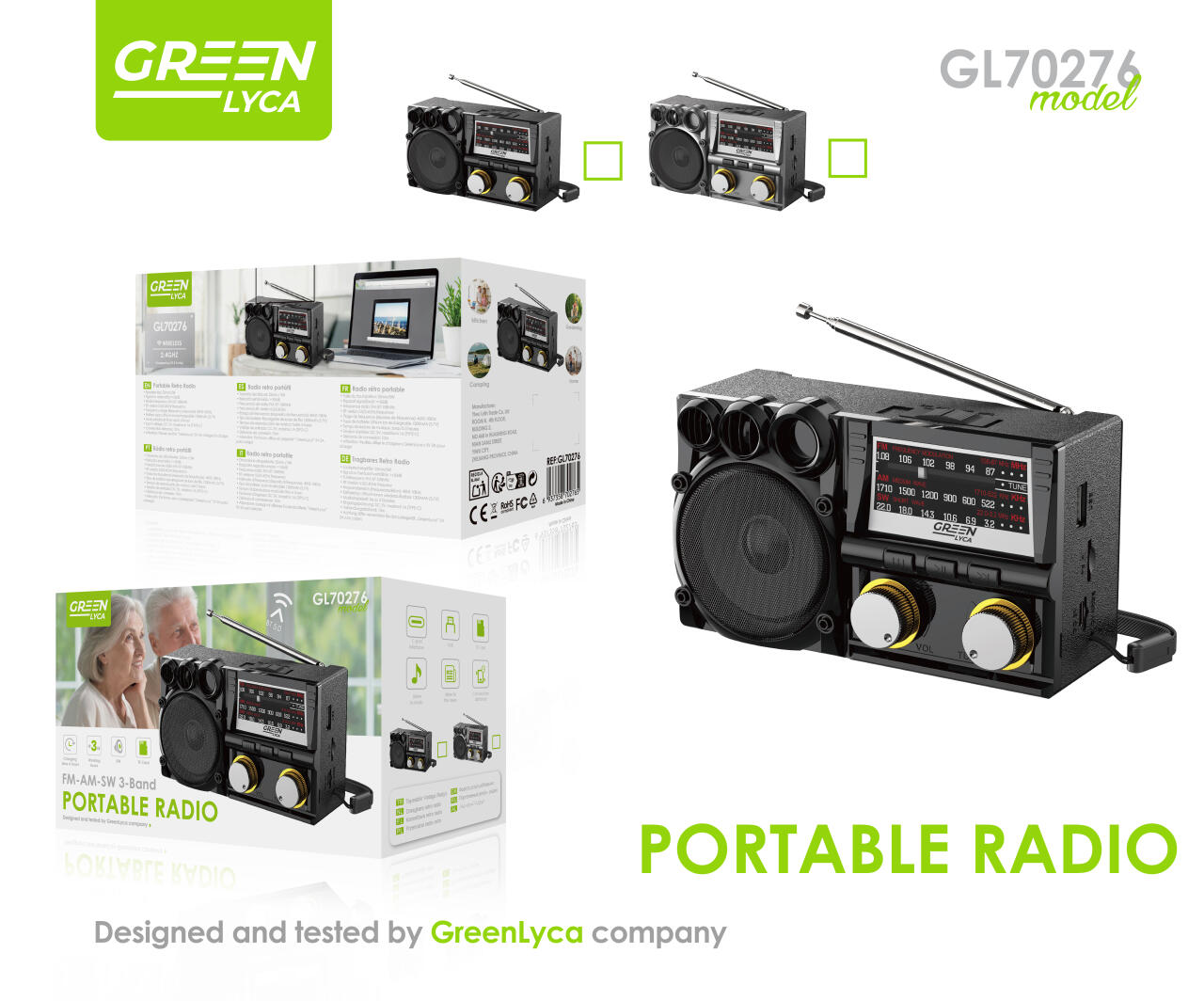 Radio FM, Bluetooth 5, 5W, 1200mah, Green Lyca gl70276