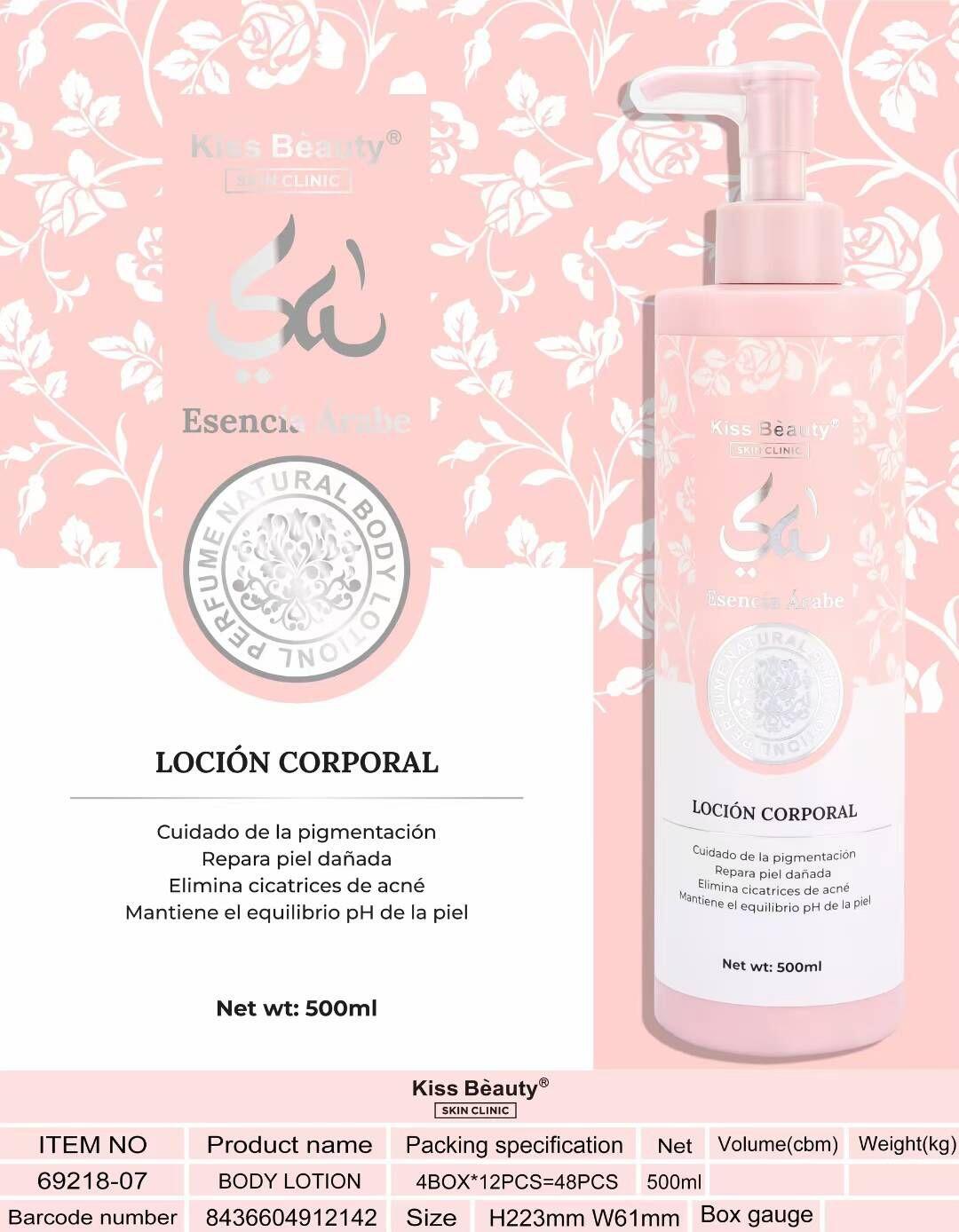 Loción Corporal Kiss Beauty 500 ml (hidratación intensa y piel luminosa)