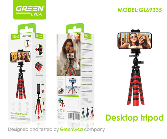 Trípode de escritorio para móviles y cámaras con rotación de 360°, Green Lyca gl69335