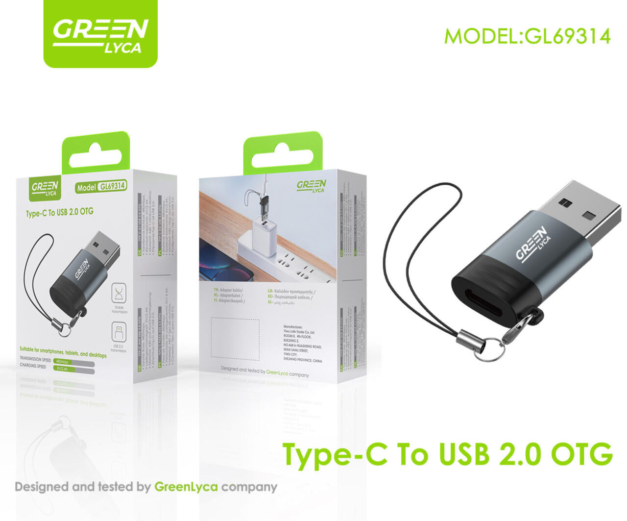 Convertidor C-Port  a USB 2.0 Green Lyca GL69314