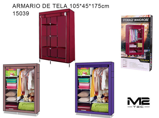 Armario de Tela 105×45×175 cm Organizador Multiusos