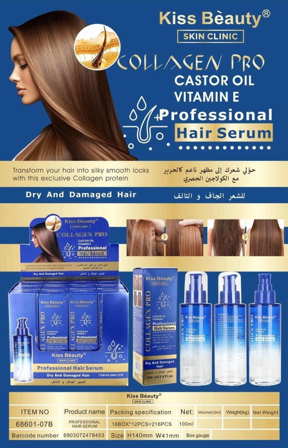 Sérum Capilar con Aceite de Ricino y Vitamina E 100ML – KISS BEAUTY Reparación y Fuerza Intensiva