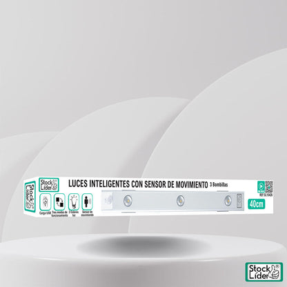 Luces inteligentes con sensor de movimiento 3 bombillas