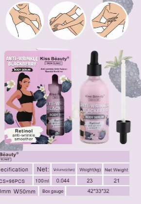 Serum Corporal Anti‑Arrugas Retinol y Moras Kiss Beauty 100 ml – Firmeza y Renovación con Antioxidantes 🍇