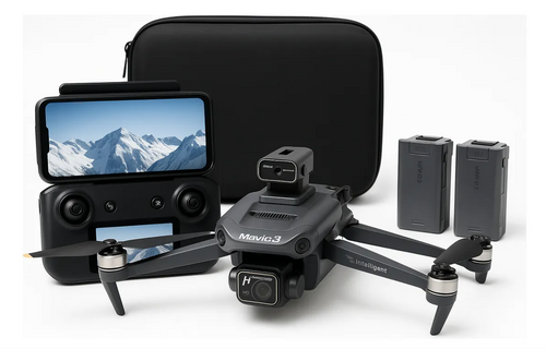 Dron D23, 4K, Sensor Obstaculo 2 Cámaras 3 Baterías Pantalla Negro.