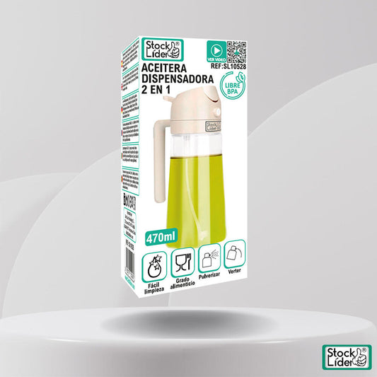 Aceitera dispensadora 2 en 1 + caja