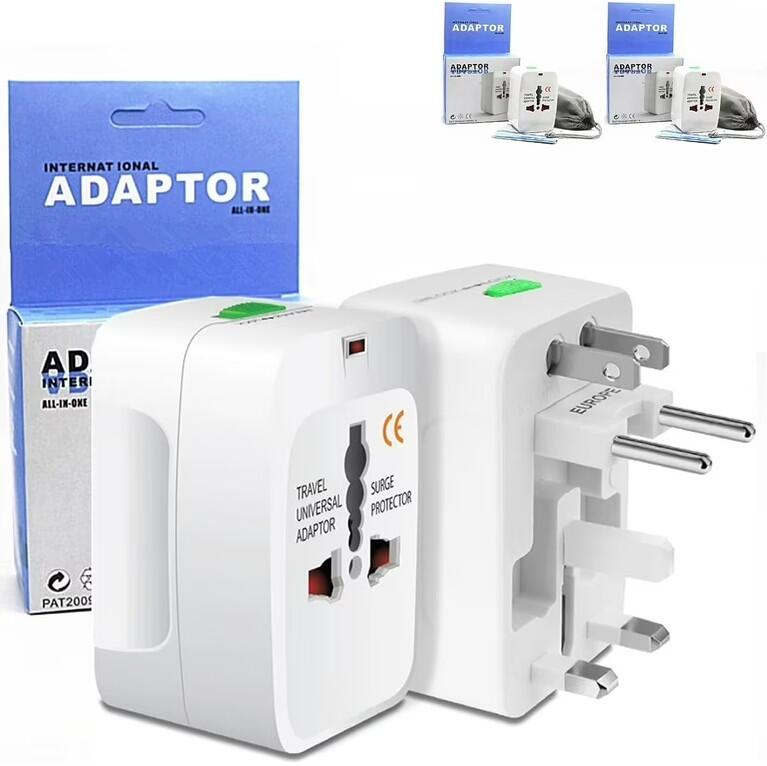 Adaptador Universal de Viaje con Protección de Sobretensión y USB