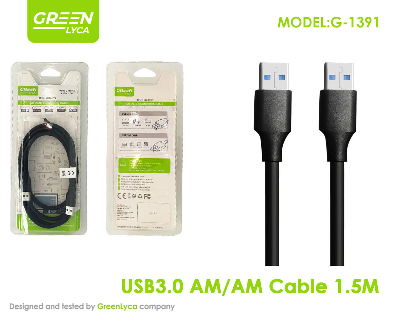 Cable USB 3.0 de alta velocidad, 1,5 M, G-1391