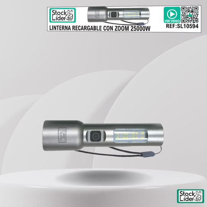 Linterna recargable con zoom 25000W