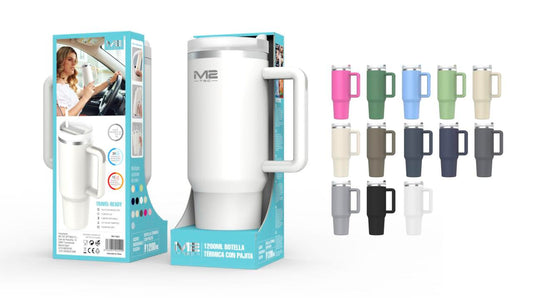 Botella Termo 1200 ml – Taza Térmica de Acero Inoxidable con Pajita, Aislamiento de Doble Pared, 100% a Prueba de Fugas