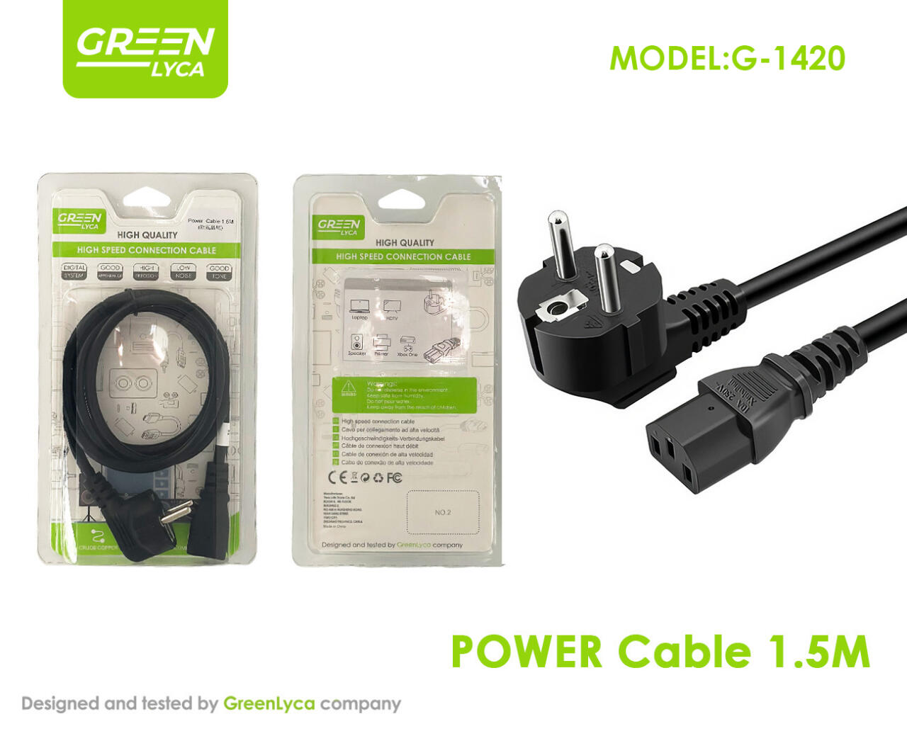 Cable de alimentación estándar europeo 1,5 m. G-1420