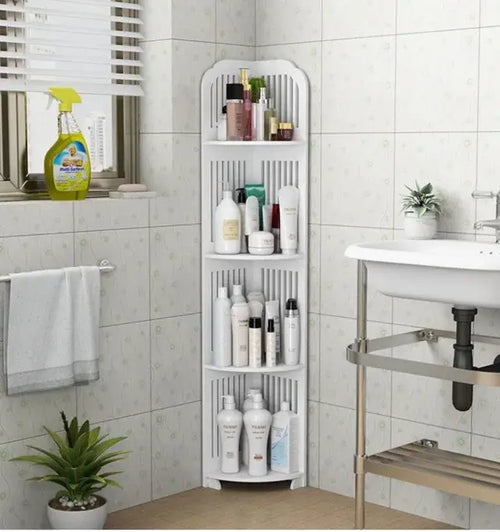 Organizador de Canto para Artigos de Casa de Banho com Design Compacto e Moderno.