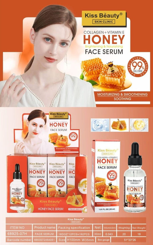 Sérum Facial con Colágeno + Vitamina e + Miel 30ML Kiss Beauty – Nutrición Profunda y Efecto Reafirmante