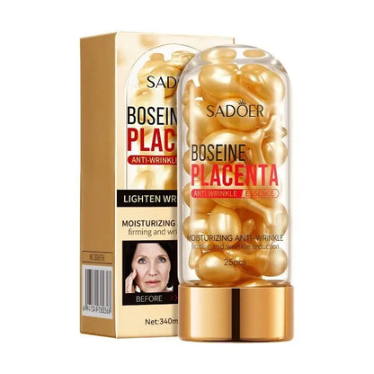 Placenta Esencia Facial Antiarrugas Suero Facial Antiedad Cápsulas 25pcs