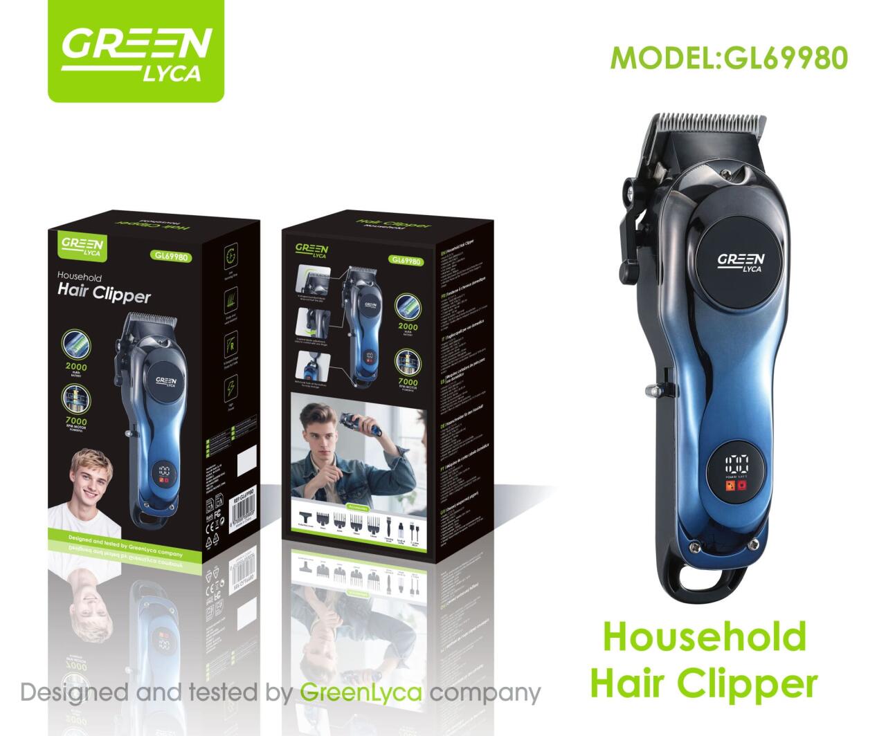 Máquina Cortapelo Profesional con Batería 2000mAh y Motor 7000RPM